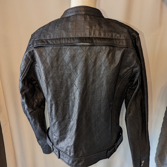 Real Leather Motorcycle jacket 3xl (fits like a solid Large) quilted pattern - Picture 3 of 9
